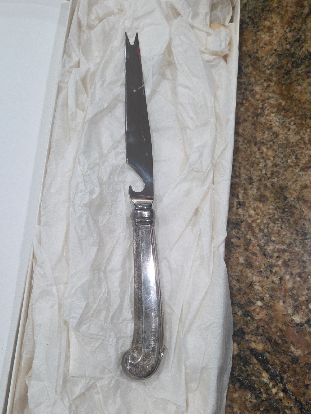Sheffield Bar Knife With Sterling Silver Handle In Great Condition!